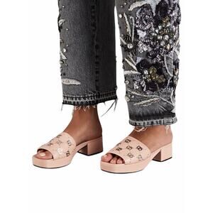 Gucci Janaya Interlocking G Studs Open Toe Slide Sandals Pink Size 39.5